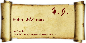 Hohn János névjegykártya