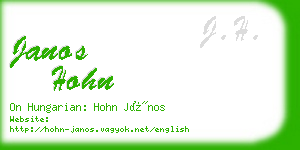 janos hohn business card